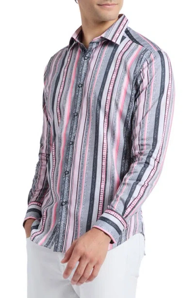 Robert Graham Bramshaw Mixed Stripe Stretch Cotton Button-up Shirt In Pink