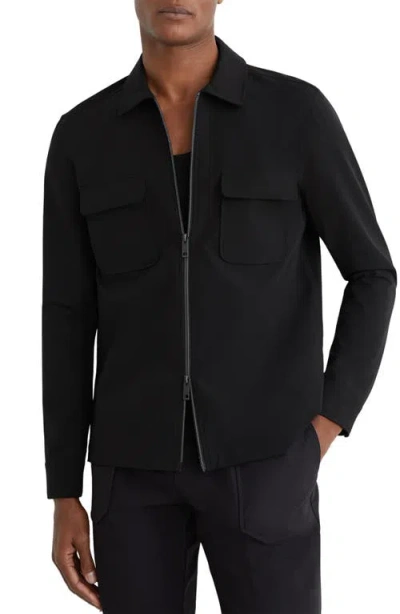 Reiss Black Technical Zip-through Overshirt In Black