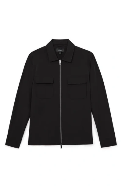 Reiss Black Technical Zip-through Overshirt In Black