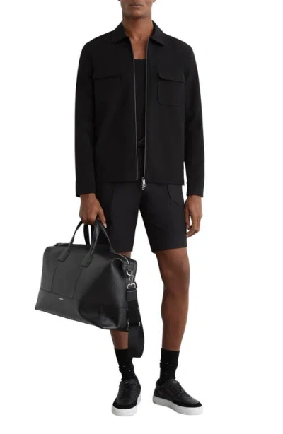 Reiss Black Technical Zip-through Overshirt In Black