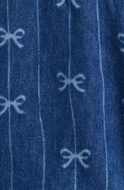 Next Kids' Bow Pattern Denim Overalls In Blue