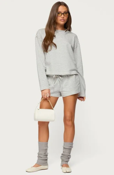Edikted Jainee Stripe Drawstring Shorts In Blue