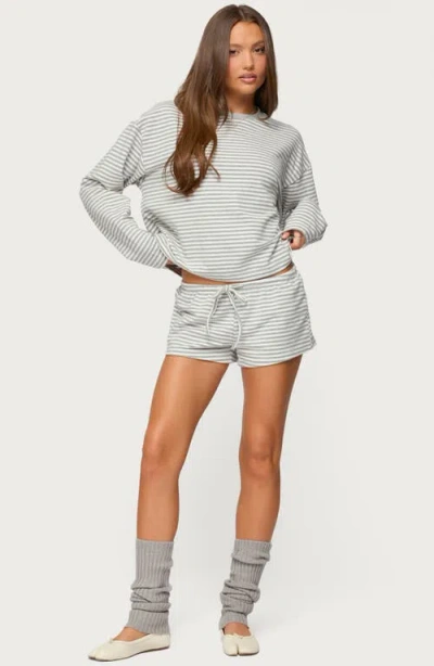 Edikted Jainee Stripe Drawstring Shorts In Blue