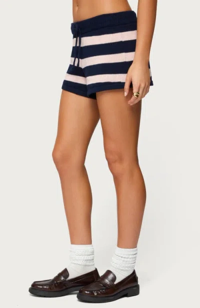Edikted Amaris Stripe Drawstring Cotton Shorts In Multi