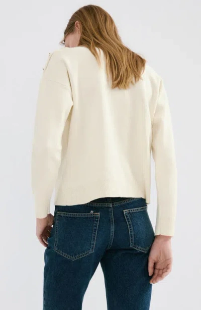 Mango Mock Neck Sweater With Shoulder Buttons In Multi