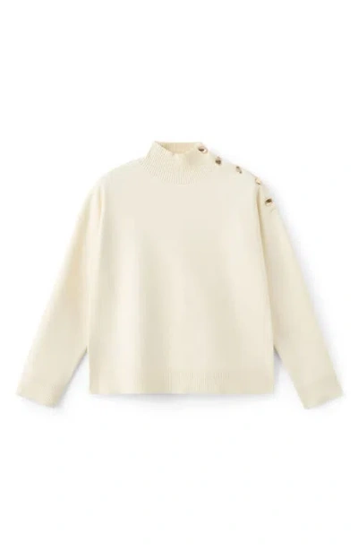 Mango Mock Neck Sweater With Shoulder Buttons In Multi