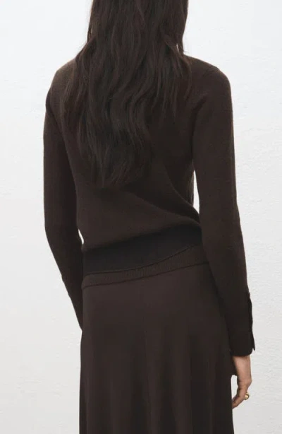Mango Button Cuff Turtleneck Sweater In Brown