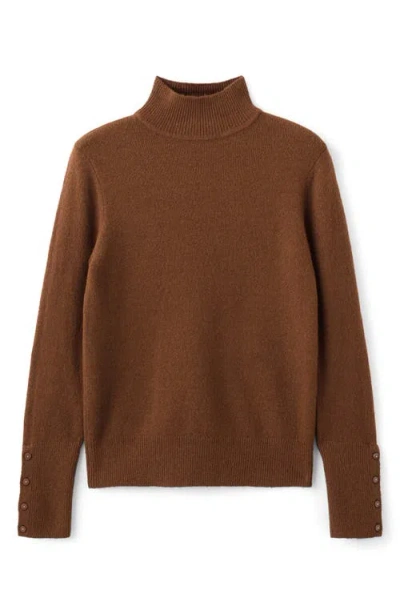 Mango Button Cuff Turtleneck Sweater In Brown