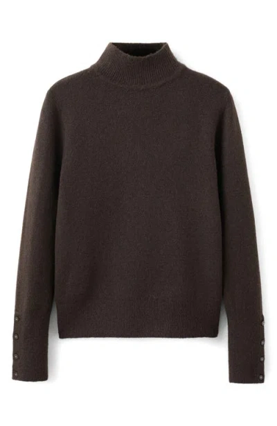 Mango Button Cuff Turtleneck Sweater In Brown