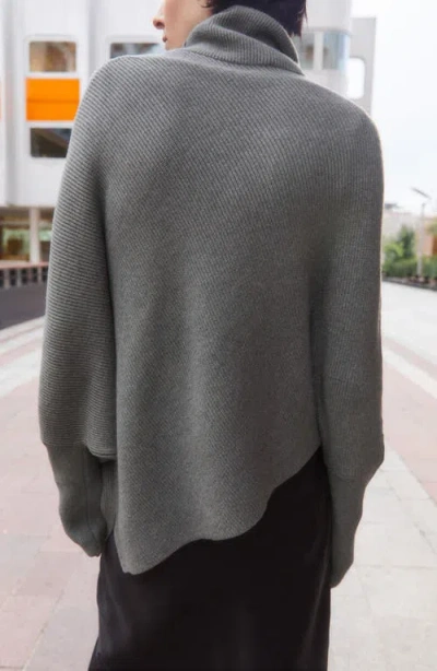 Mango Asymmetric Turtleneck Sweater In Gray
