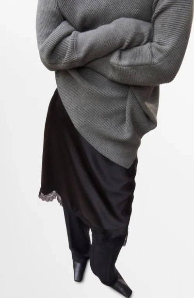 Mango Asymmetric Turtleneck Sweater In Gray