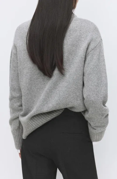 Mango Wool-blend Knit Sweater Medium Heather Grey In Gray