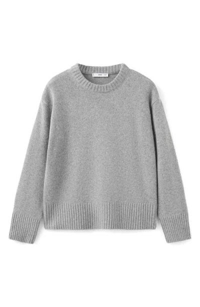 Mango Wool-blend Knit Sweater Medium Heather Grey In Gray