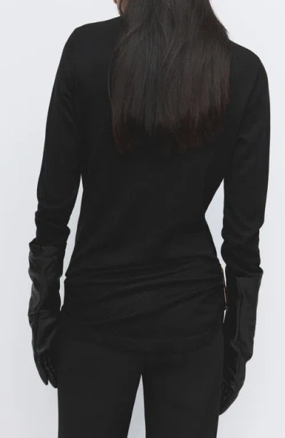 Mango Turtleneck Tunic With Brooch In Black