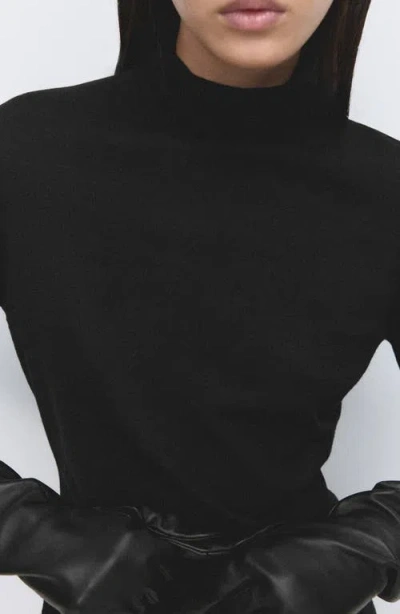 Mango Turtleneck Tunic With Brooch In Black