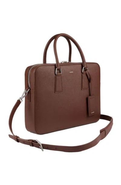 Sandro Reconstituted Leather Briefcase In Brown