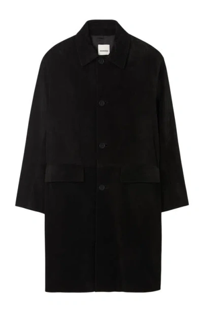 Sandro Oversized Coat With Wing Collar In Black