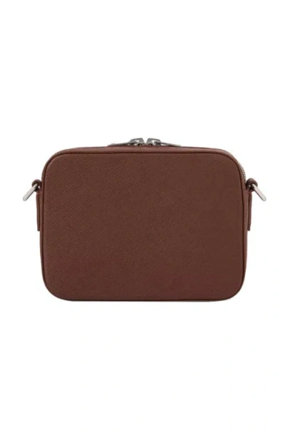 Sandro Mens Cognac Logo-embellished Leather Cross-body Bag In Brown