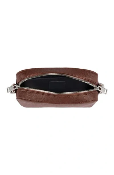 Sandro Mens Cognac Logo-embellished Leather Cross-body Bag In Brown