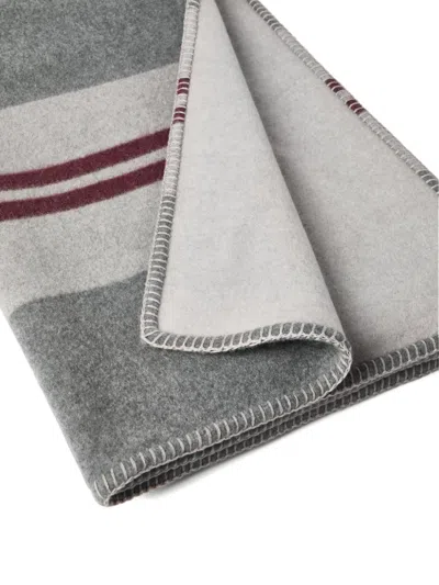 Brunello Cucinelli Striped Double-cloth Throw Blanket In Gray