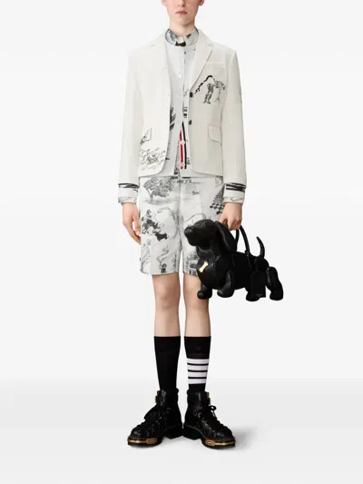 Thom Browne Embroidered Canvas Jacket In White