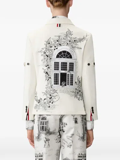 Thom Browne Embroidered Canvas Jacket In White