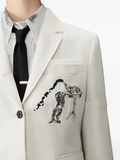 Thom Browne Embroidered Canvas Jacket In White