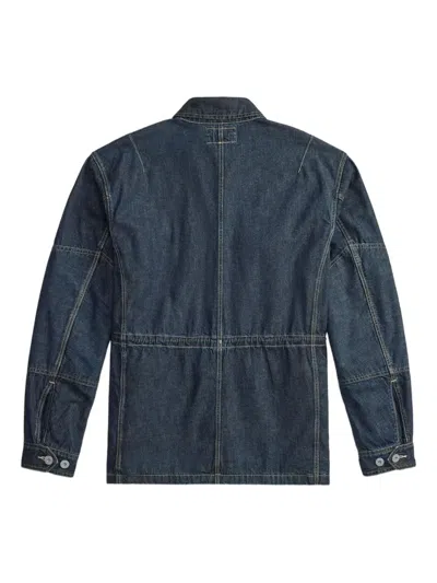 Rrl Buttoned Zip-up Jacket In Blue