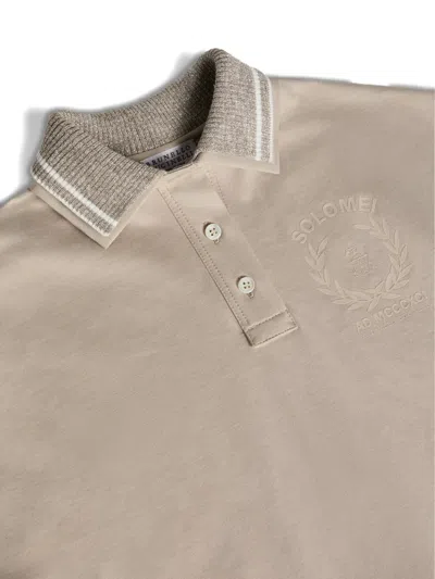 Brunello Cucinelli Sparkling Knit-collar Polo Shirt In Neutral