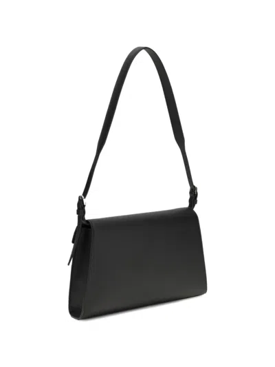 Savette Symmetry Shoulder Bag In Grained Calf Leather In Black