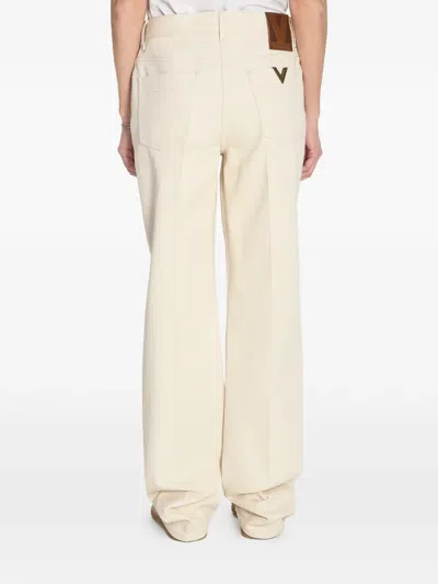 Valentino Pleated Gold Detail Jeans In Neutral