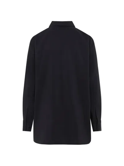 Lemaire Long Sleeves Shirt And Tie Detail In Black
