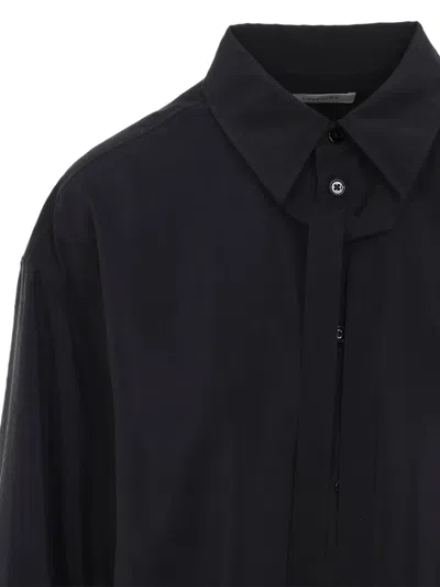 Lemaire Long Sleeves Shirt And Tie Detail In Black