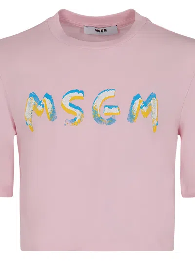 Msgm Logo-print T-shirt In Pink