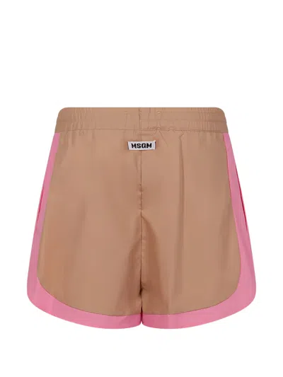 Msgm Drawstring-waist Shorts In Neutral