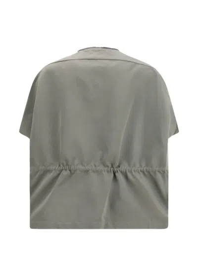 Rick Owens Bicolor Polyester Sleveless Jacket In Gray