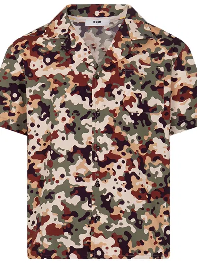 Msgm Camo-print Shirt In Multi