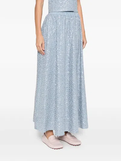 Sandro Womens Blue Sequined Elasticated-waist Woven Maxi Skirt In Blue