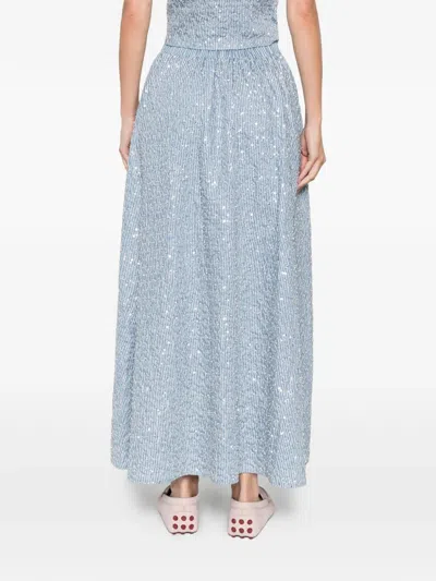 Sandro Womens Blue Sequined Elasticated-waist Woven Maxi Skirt In Blue