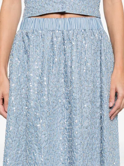 Sandro Womens Blue Sequined Elasticated-waist Woven Maxi Skirt In Blue