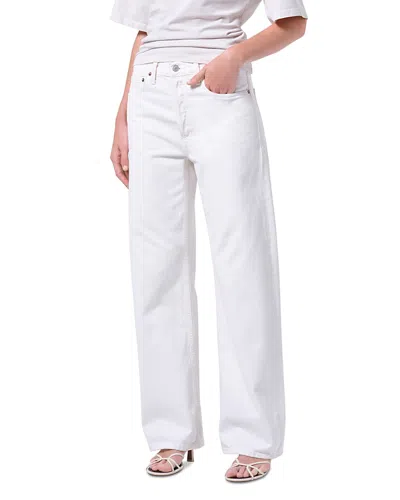 Agolde Arc High Rise Loose Wide Leg Jeans In Chalk White