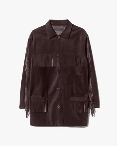 Nili Lotan Foudre Fringe-trimmed Suede Jacket In Burgundy