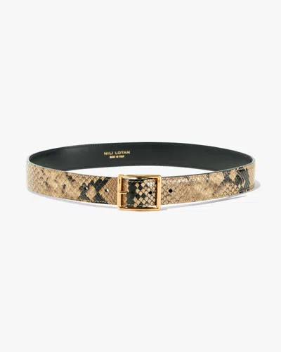 Nili Lotan Gabriele Snakeskin-embossed Leather Belt In Brown