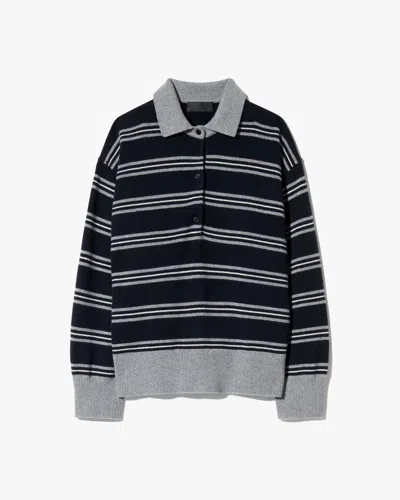 Nili Lotan Galvez Striped Cashmere Polo Sweater In Black