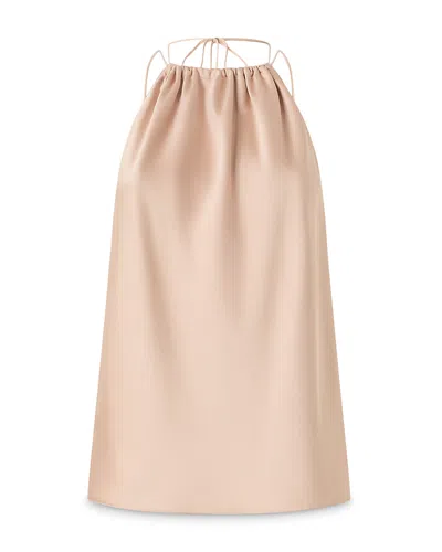 Pinko Carota Pink Sleeveless Top With Adjustable Spaghetti Straps And Ruched Neckline In Tech Fabric Woman In Neutral