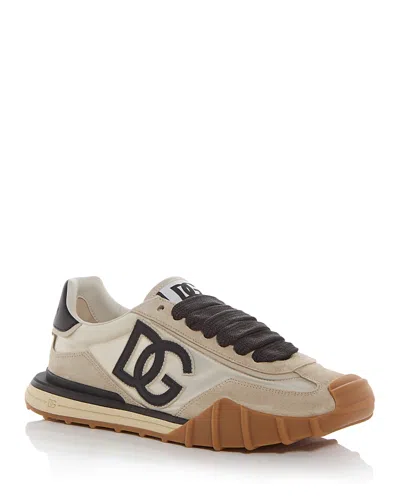Dolce & Gabbana Dg Athletic Black Low Top Sneakers With Logo Patch On The Tongue And Maxi Logo On The Side In Suede 