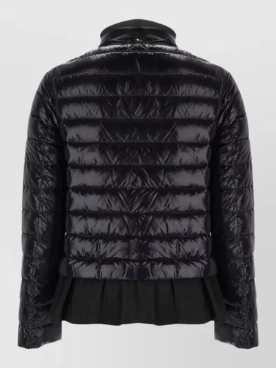 Herno Down Jacket Ruffle Hem Drawstring Collar In Black