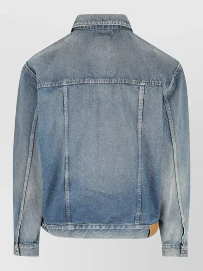 Saint Laurent Denim Jacket Collared Design Front Pockets In Blue