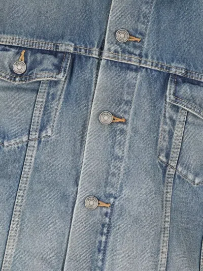 Saint Laurent Denim Jacket Collared Design Front Pockets In Blue