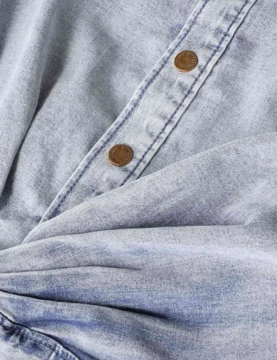 Zimmermann Rebellion Denim Wrap Top Tops Blue In Multi